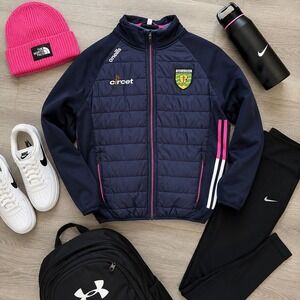 O'Neills‎ Donegal GAA Youth Puffer Jacket Age 13 Navy Pink Irish Full Zip Sporty